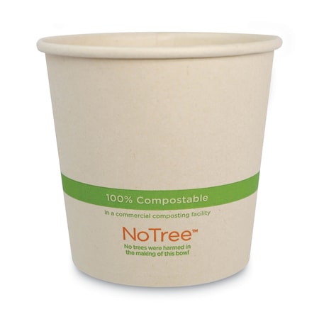 World Centric No Tree Paper Bowls, 24 oz, 4.4" Diameter x 4.5"h, Natural, Sugarcane, PK500, 500PK BO-SU-24
